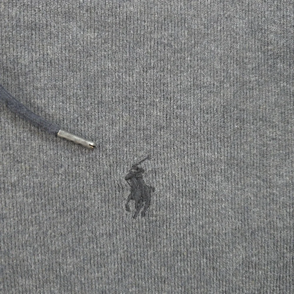 Vintage Polo Ralph Lauren Hoodie Mens M Gray Zip Fleece Sweatshirt Pony Logo